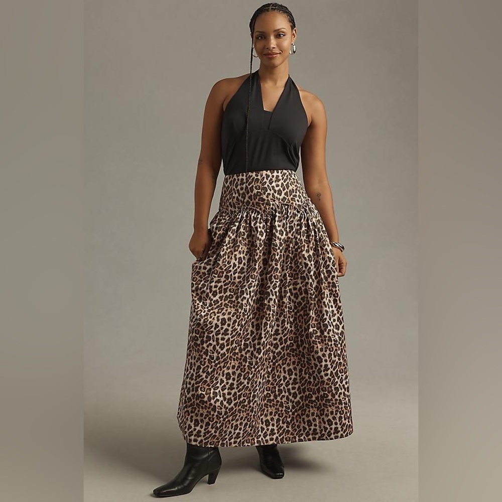 Mare x Mare Anthropologie Leopard Print Maxi Skirt